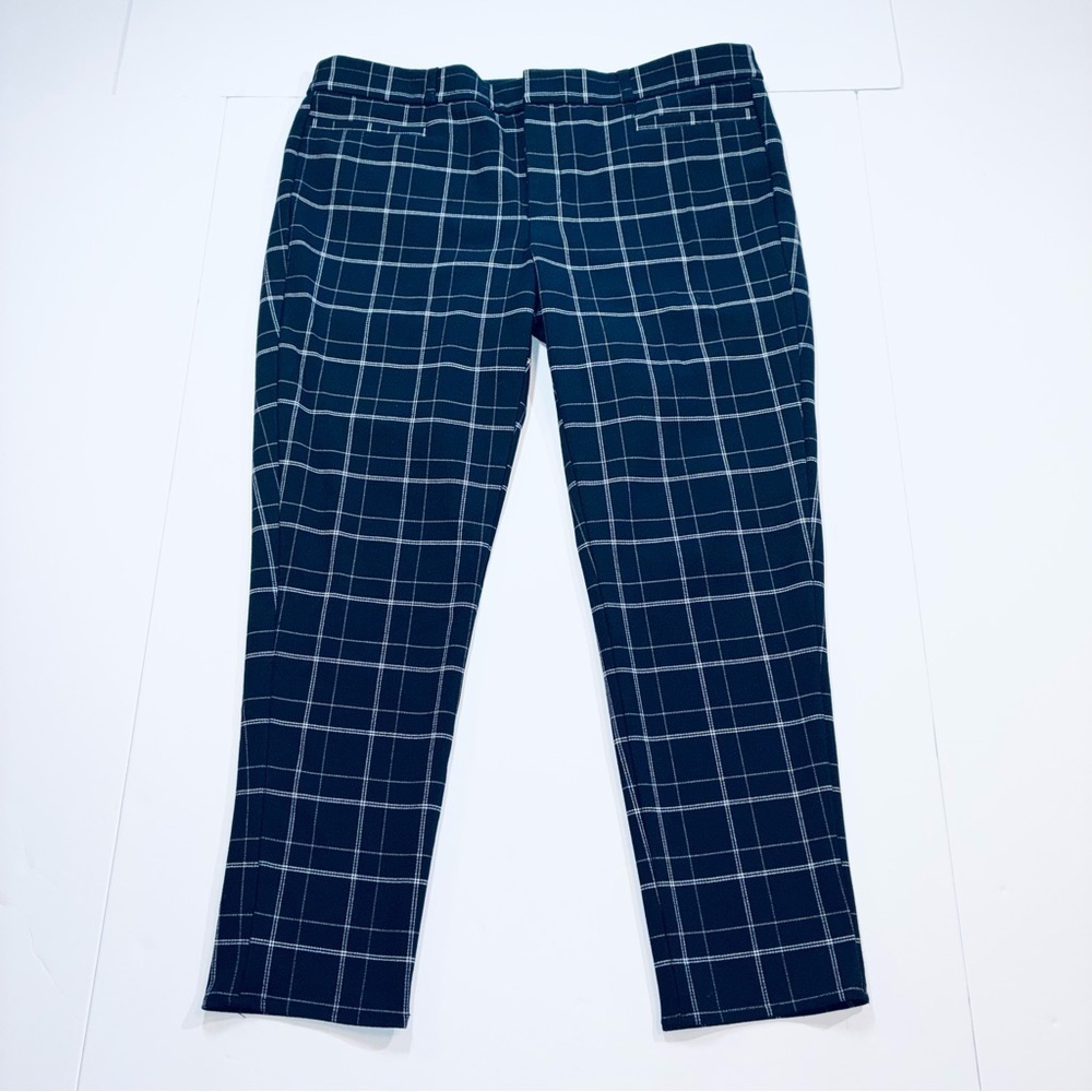 Banana Republic Sloan Fit Sz 10 Slim Ankle Navy White Plaid Preppy
